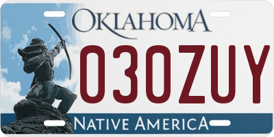 OK license plate 030ZUY