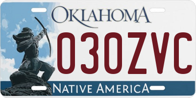 OK license plate 030ZVC