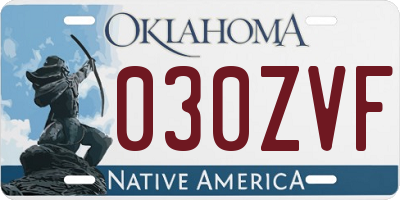 OK license plate 030ZVF