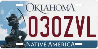 OK license plate 030ZVL