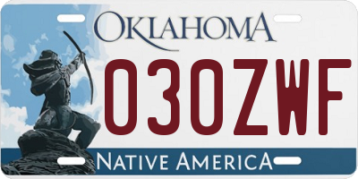 OK license plate 030ZWF