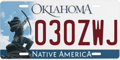 OK license plate 030ZWJ
