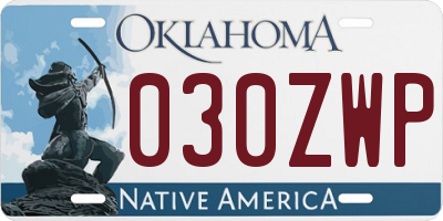 OK license plate 030ZWP