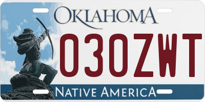 OK license plate 030ZWT