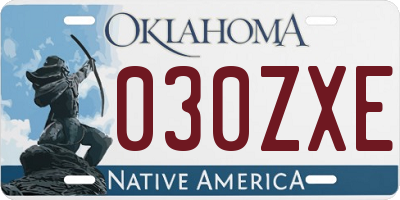 OK license plate 030ZXE
