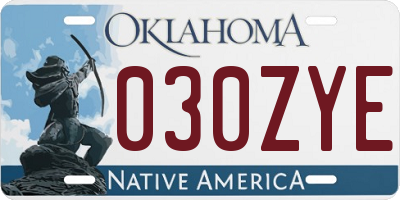 OK license plate 030ZYE
