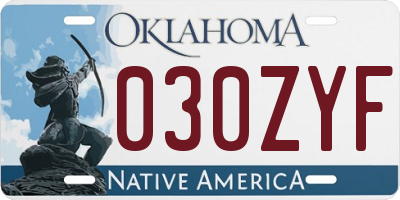 OK license plate 030ZYF