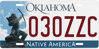 OK license plate 030ZZC