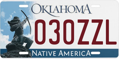 OK license plate 030ZZL