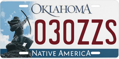 OK license plate 030ZZS