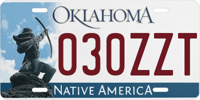 OK license plate 030ZZT