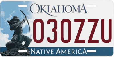 OK license plate 030ZZU