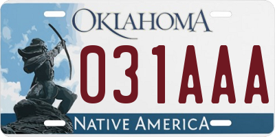 OK license plate 031AAA