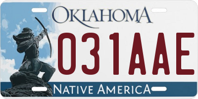 OK license plate 031AAE