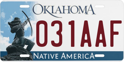 OK license plate 031AAF