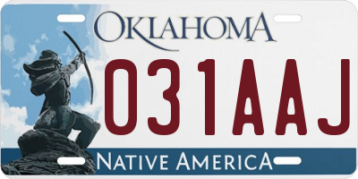 OK license plate 031AAJ