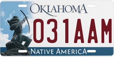 OK license plate 031AAM