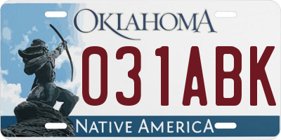 OK license plate 031ABK