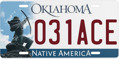 OK license plate 031ACE