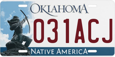 OK license plate 031ACJ