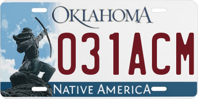 OK license plate 031ACM