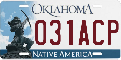 OK license plate 031ACP
