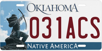 OK license plate 031ACS