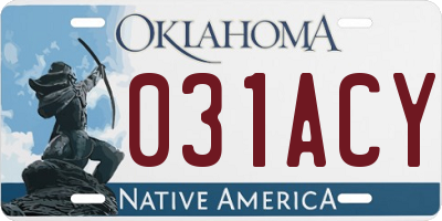 OK license plate 031ACY