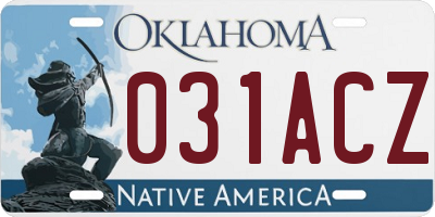 OK license plate 031ACZ