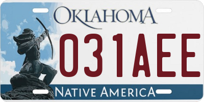 OK license plate 031AEE