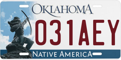 OK license plate 031AEY