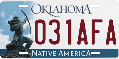 OK license plate 031AFA