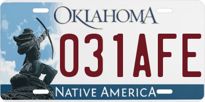 OK license plate 031AFE