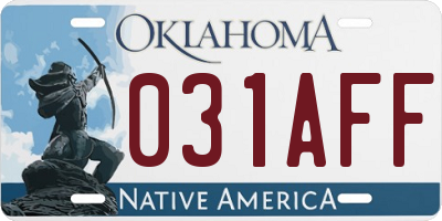 OK license plate 031AFF