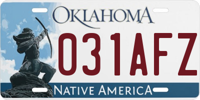 OK license plate 031AFZ