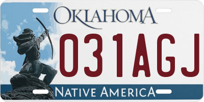 OK license plate 031AGJ
