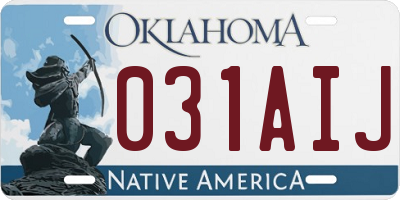OK license plate 031AIJ