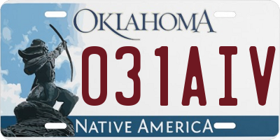 OK license plate 031AIV