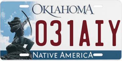 OK license plate 031AIY