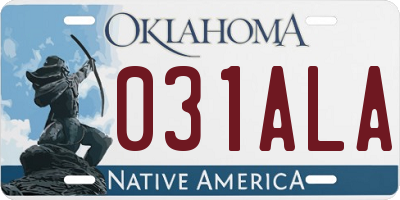 OK license plate 031ALA