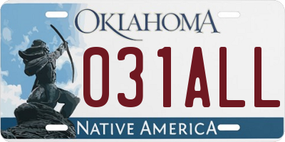 OK license plate 031ALL