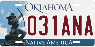 OK license plate 031ANA