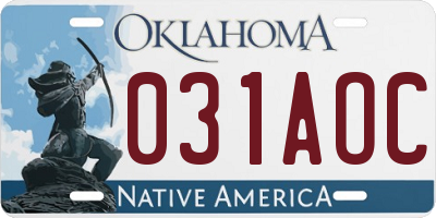 OK license plate 031AOC