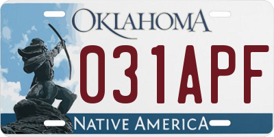 OK license plate 031APF