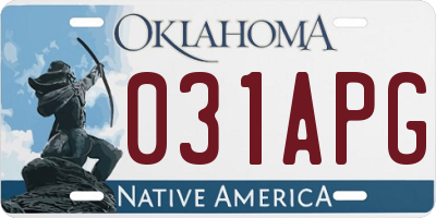 OK license plate 031APG