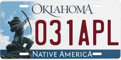 OK license plate 031APL