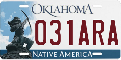 OK license plate 031ARA