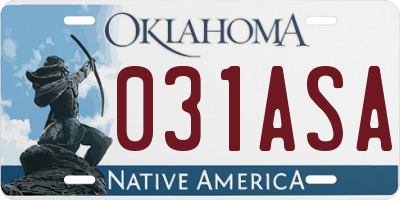 OK license plate 031ASA