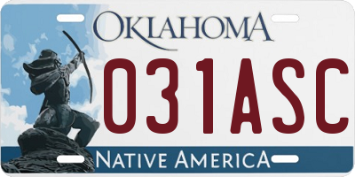 OK license plate 031ASC