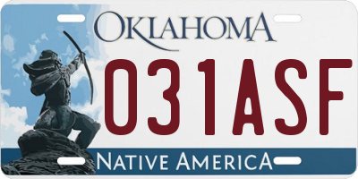 OK license plate 031ASF